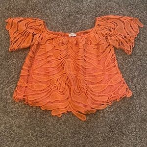 Coral Off the Shoulder Shirt